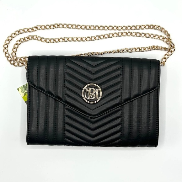 Badgley Mischka Handbags - Badgley Mischka Black vegan leather Chevron Quilted Crossbody NWT DEADSTOCK